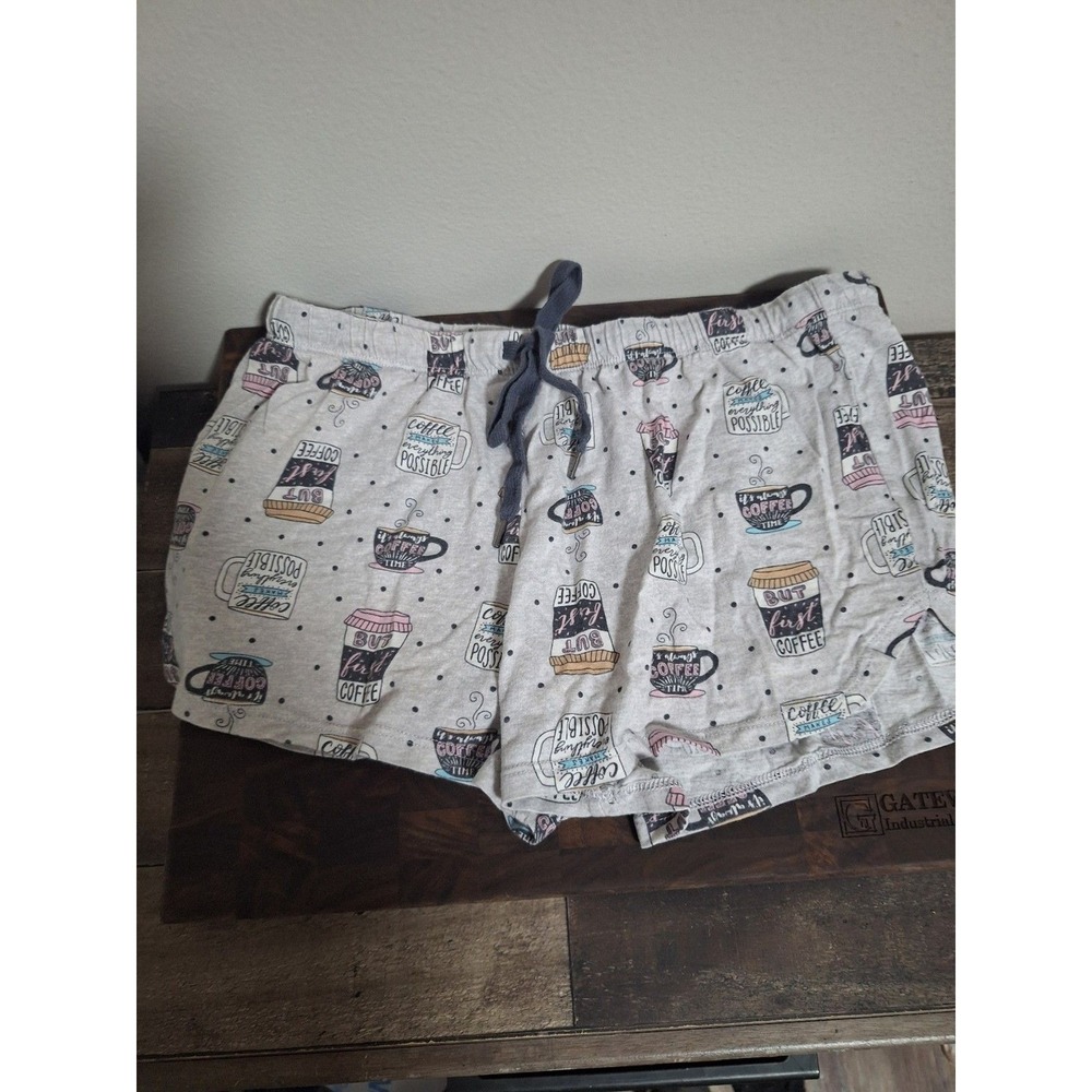 Secret Treasures Women's Small (4-6) Coffee Mug Print Sleep Shorts Drawstring
